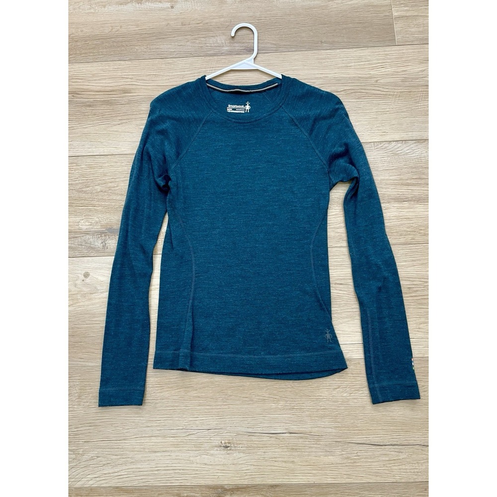 Smartwool Womens Merino Wool Base Layer Crew neck Top Medium Twilight Blue